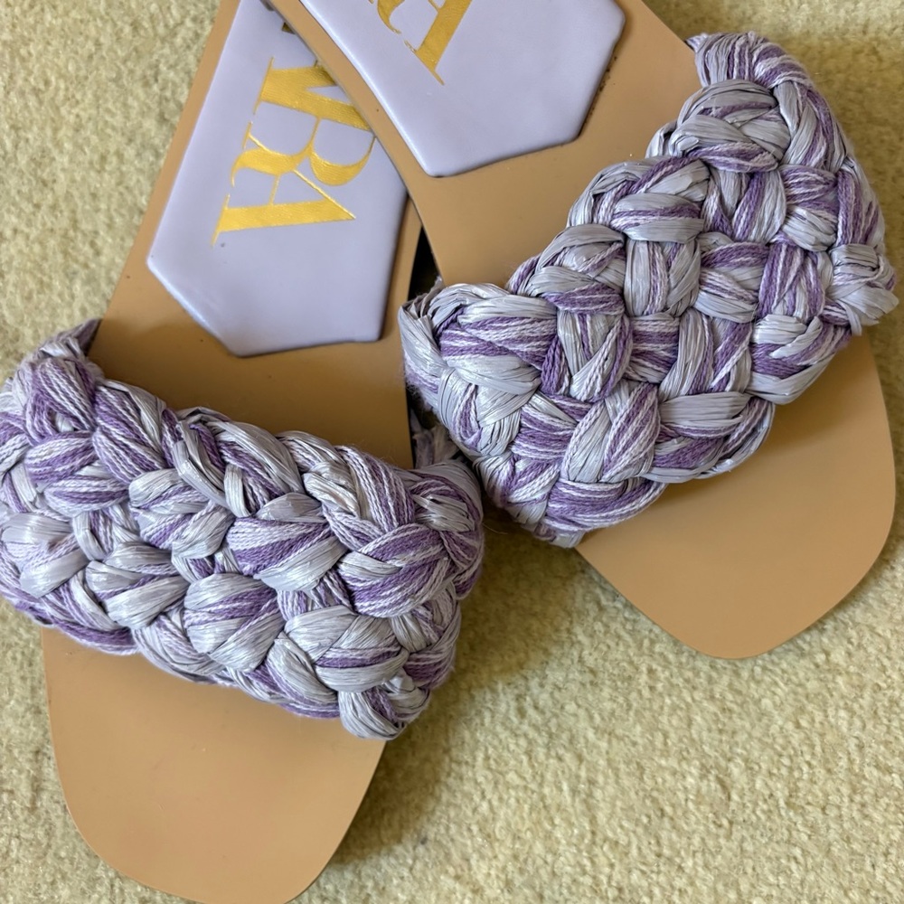 ZARA Lavender Braided Slide Sandals size EU 38 - Picture 6 of 6